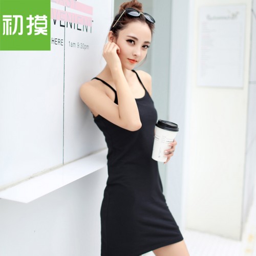 初摸小吊带 2015春装棉包臀背心裙中长款百搭吊带背心打底女226图1