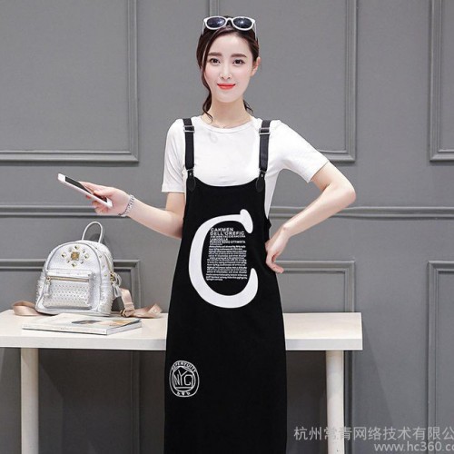 时尚潮流背带裙两件套2016夏季女装新品T恤显瘦吊带裙套装潮图2