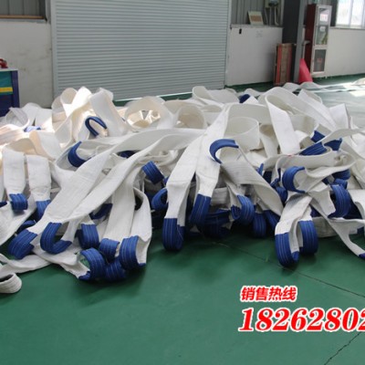 力虎【8T*8M】丙纶扁平吊装带/高清酸洗吊带/白色扁平吊带/两头扣吊带