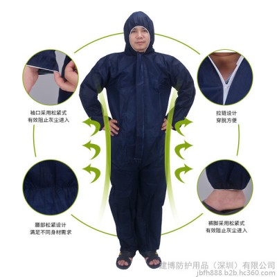 防灰尘粉尘工作服连体全身防护服一次性无纺布隔离衣连帽防护服