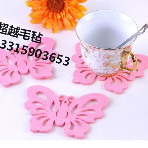 供应耐高温毛毡杯餐垫 吸水杯垫  激光刻花喜字 隔音保温无纺布 包装无纺布 羊毛毡，无纺布，毛毡包，图3