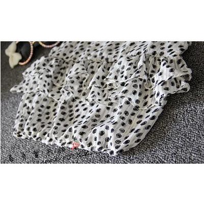 2015夏装新品女童超清凉不规则小圆点层层滚边雪纺背心