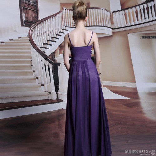 多丽琦吊带晚礼服紫色性感可调节晚礼服2014夏季长裙礼服31058图1