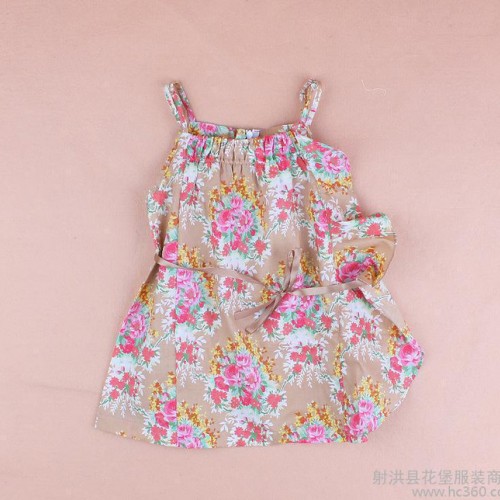 品牌童装 品牌小中大童纯棉印花吊带连衣裙图2
