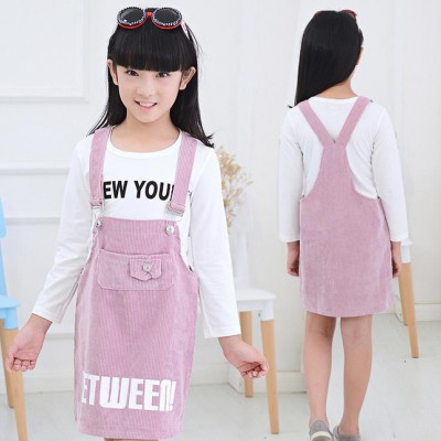童装女童长袖吊带裙两件套 韩版秋季新款套装直销
