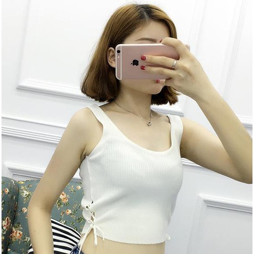女士短款露脐收腰时尚性感肩带背心批发薄款抹胸打底针织衫批发图5