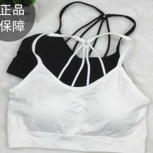 欧美露背吊带抹胸美背运动内衣短款小背心无钢圈女带胸垫抹胸图1