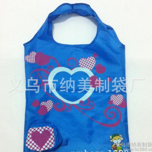心形印花环保背心袋 210D涤纶促销袋 国际幼儿园开学招生宣图2