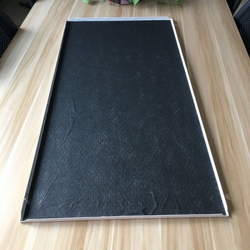 铝扣板带黑色布，铝板背后贴黑色无纺布扣板，微孔吸音黑色布铝扣板**图2