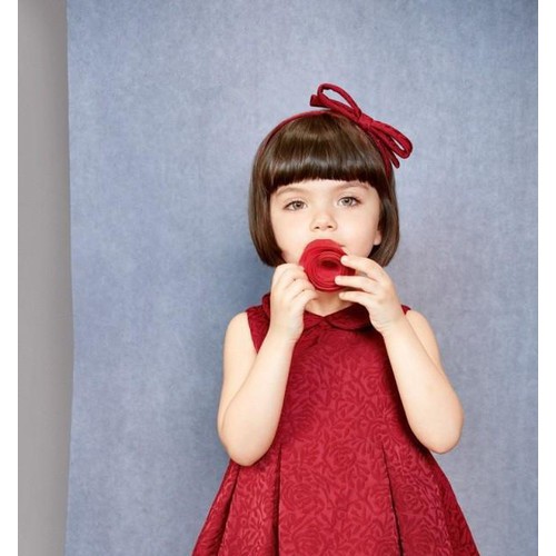 供应Mini.HAO红色玫瑰浮雕花纹背心裙