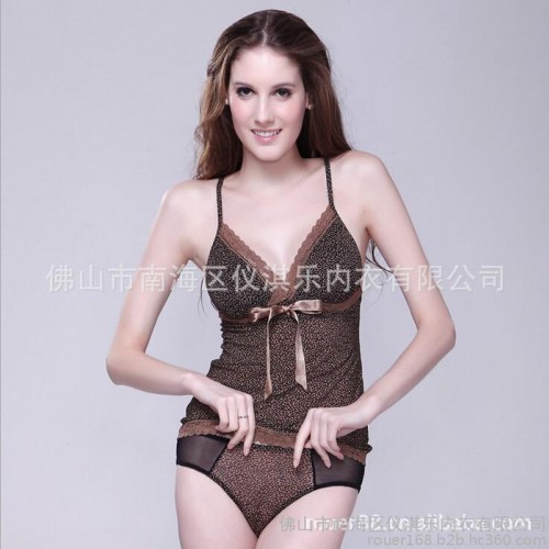 性感欧美外贸夏季清凉短装吊带背心超短丝带蝴蝶结女士配透明内裤图2