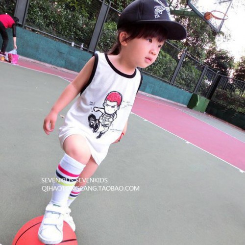 小辣妞 2015夏季圆领篮球短袖长T恤无袖背心裙运动风连衣裙图3