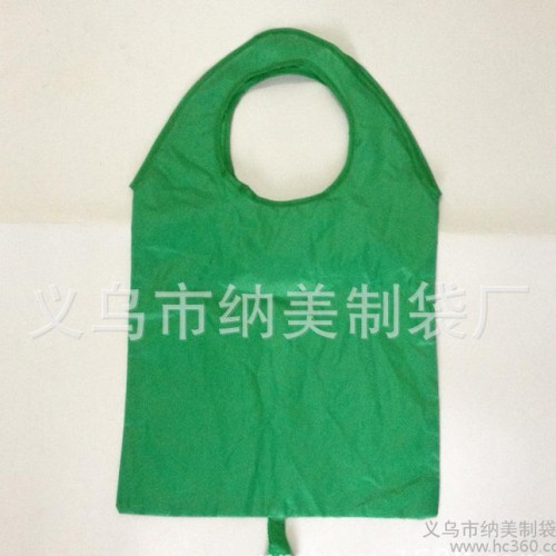 整版印花涤纶环保圆孔手提袋 春卷形折叠背心购物袋 抽带折叠手图3