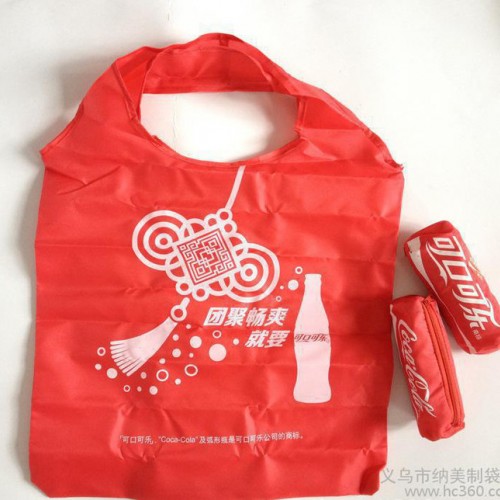 环保折叠礼品袋生产 可口可乐拉链折叠袋 丝印背心购物袋环保定图1