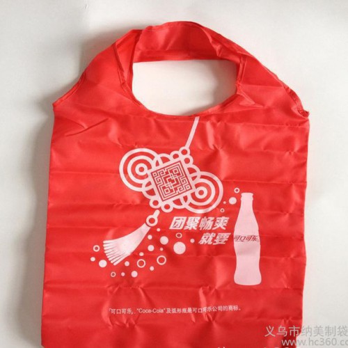 环保折叠礼品袋生产 可口可乐拉链折叠袋 丝印背心购物袋环保定图3