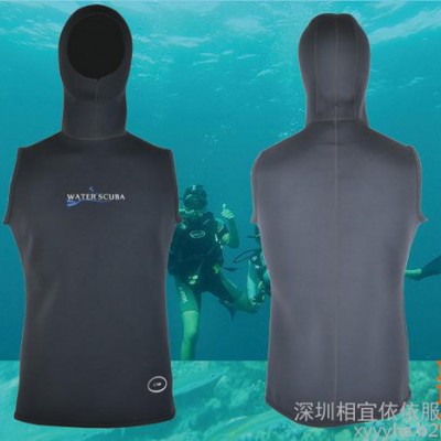 带帽潜水服背心 water scuba量身定制 1.5MM背心连帽保暖防晒