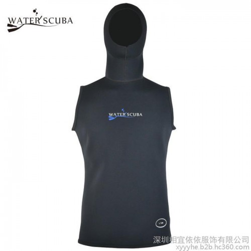 带帽潜水服背心 water scuba量身定制 1.5MM背心连帽保暖防晒图3
