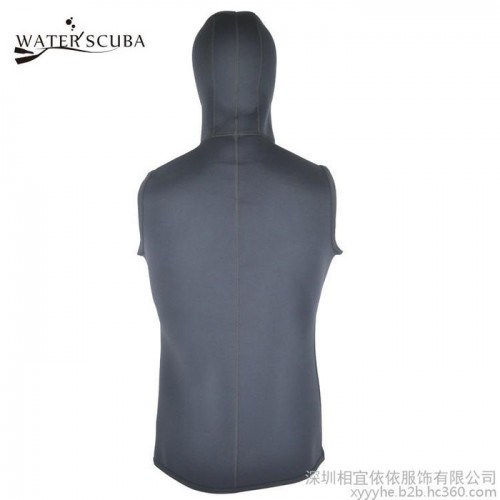 带帽潜水服背心 water scuba量身定制 1.5MM背心连帽保暖防晒图4