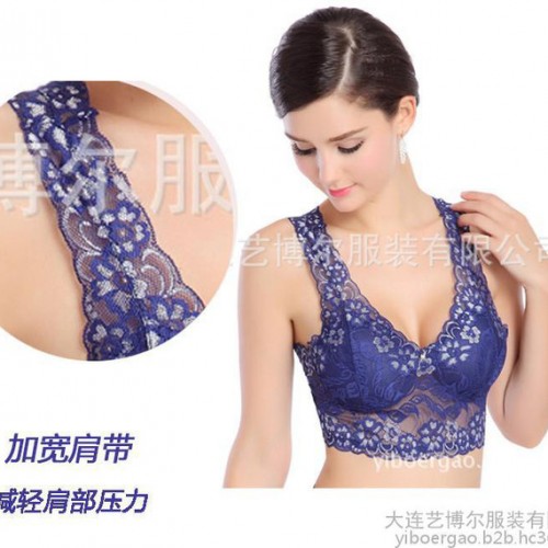 全蕾丝无钢圈微聚拢美背无痕睡眠背心式文胸图2