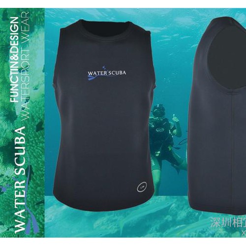 潜水服背心 water scuba量身定制1.5MM 连体背心短裤保暖防晒图3