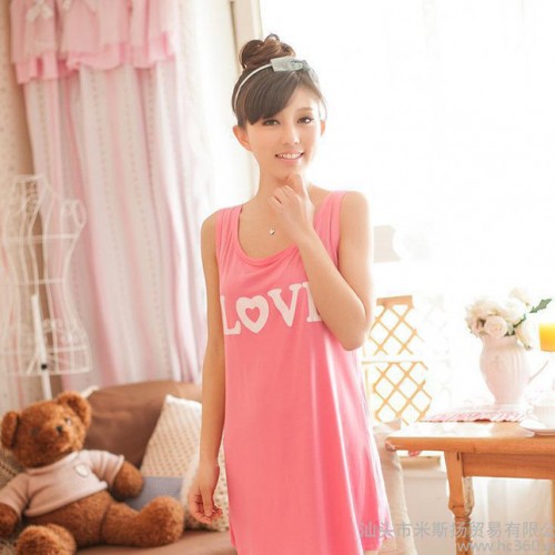 睡衣批发 牛奶丝莫代尔LOVE图案休闲背心 女士睡裙 家居服 A917图3