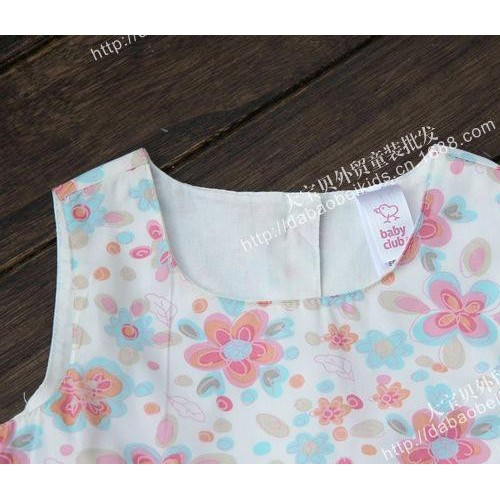 baby club女童原单甜美花朵无袖连衣裙梭织背心裙 外贸图3