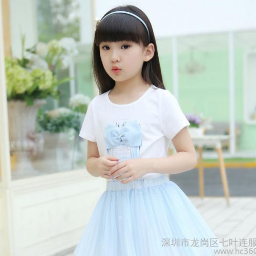6912015夏季欧根纱连衣裙 女童钩花背心连衣裙 中大童连图3