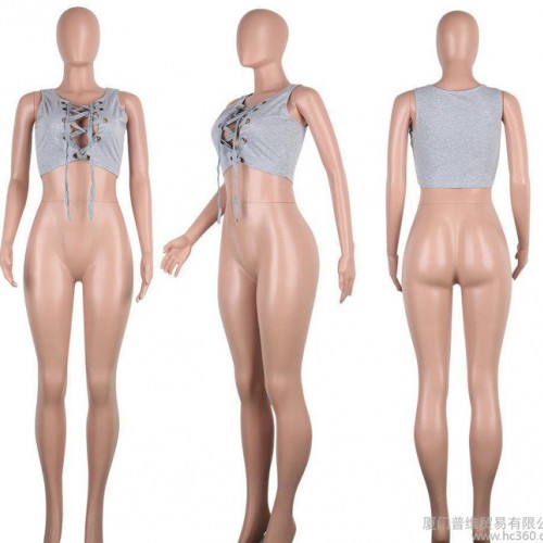 K8246 欧美速卖通ebay爆款性感棉质深V绑带小背心夜店服 上衣女装