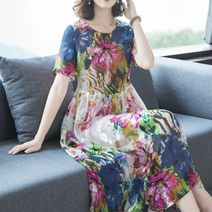阔太太连衣裙2019夏季新款显瘦高端宽松女式中长裙图2