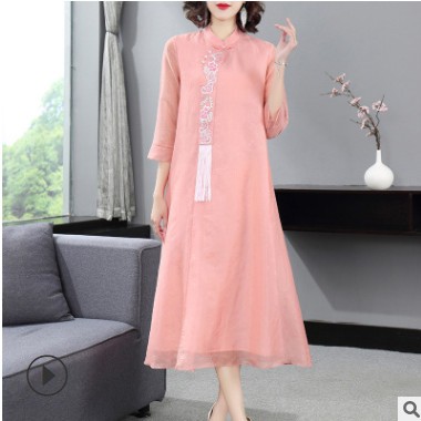 深圳南油春季新款品牌改良旗袍聚会礼服旅游年会连衣裙女禅服批发图3