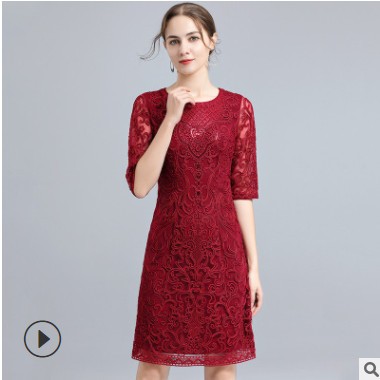 婚庆宴会礼服女婆婆妈妈装春装新款2021气质大码连衣裙女一件代发图3