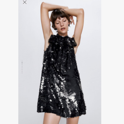 2020春季新款 女装珠片镶饰蝴蝶结连衣裙短裙女 7521135 7521/135图3