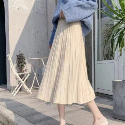 针织半身裙中长款女2020秋冬新款高腰A字裙显瘦百搭大摆裙长裙子图2