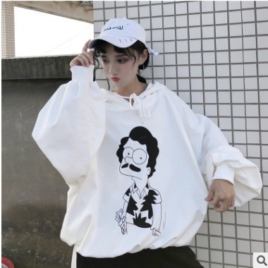 加肥大码卫衣女2020年新款秋冬季日韩版通勤休闲清新甜美宽松印花图2