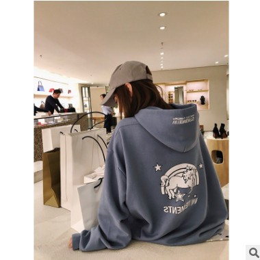 加肥大码卫衣女2020年新款秋冬季日韩版通勤休闲清新甜美宽松印花图2