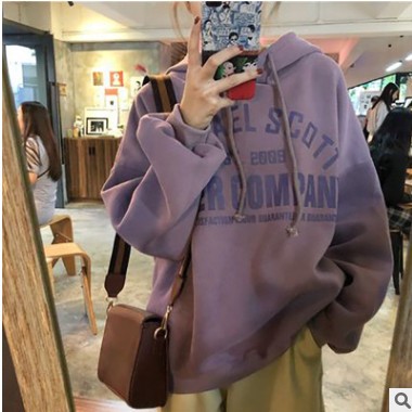 加肥大码卫衣女2020年新款秋冬季日韩版通勤休闲连帽宽松印花ins图2