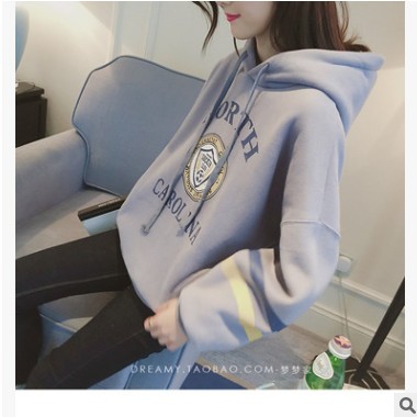 加肥大码卫衣女2020年新款秋冬季日韩版连帽通勤清新甜美宽松印花图2