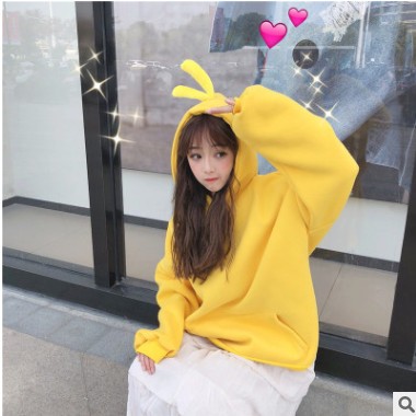 加肥大码卫衣女2020年新款秋冬季日韩版通勤休闲清新甜美宽松印花图3