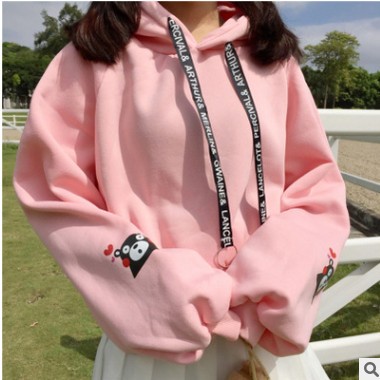加肥大码卫衣女2020年新款秋冬季日韩版通勤休闲清新甜美宽松印花图3