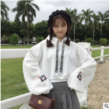加肥大码卫衣女2020年新款秋冬季日韩版通勤休闲清新甜美宽松印花图2
