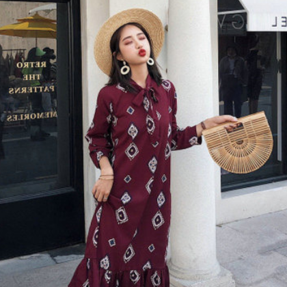 2021大码女装胖MM春秋新款洋气碎花复古宽松遮肚显瘦连衣裙胖妹妹图1