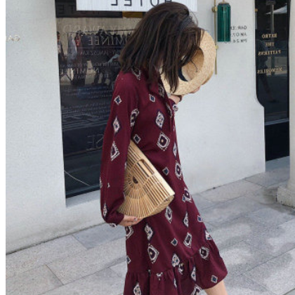 2021大码女装胖MM春秋新款洋气碎花复古宽松遮肚显瘦连衣裙胖妹妹图3