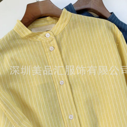 法国小众VB慵懒男友风客供纯棉色织条纹廓形衬衫图2