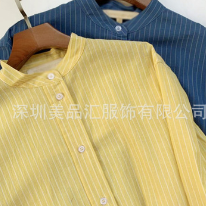 法国小众VB慵懒男友风客供纯棉色织条纹廓形衬衫图3