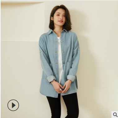 亚马逊牛仔外套2021春季新款韩版女装时尚复古浅蓝色牛仔上衣现货图1