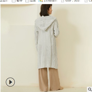 亚马逊爆款针织衫2021新款日系中长款连帽上衣休闲纯色毛衣女现货图1