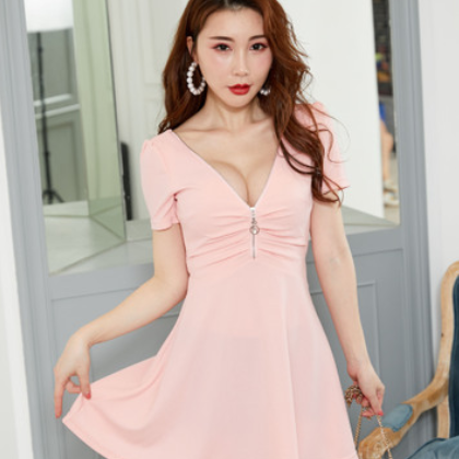 夜店女装2019秋装新款夜总会低胸大码修身性感连衣裙夜场工作服图3