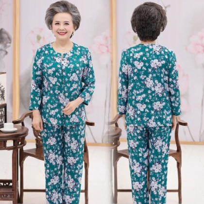中老年人夏装女妈妈棉绸套装奶奶绵绸两件套老太太夏季开衫衣服图2