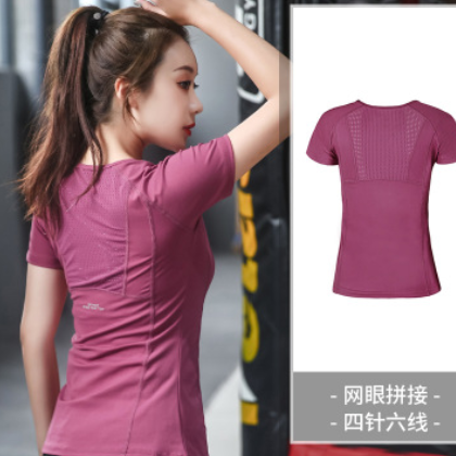 健身衣女夏大码宽松跑步运动T恤200斤速干训练短袖胖mm瑜伽服上衣图3
