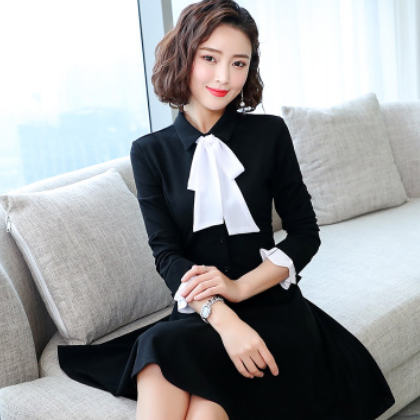 新款春季长袖连衣裙职业女裙面试工作服女装 1979款图3
